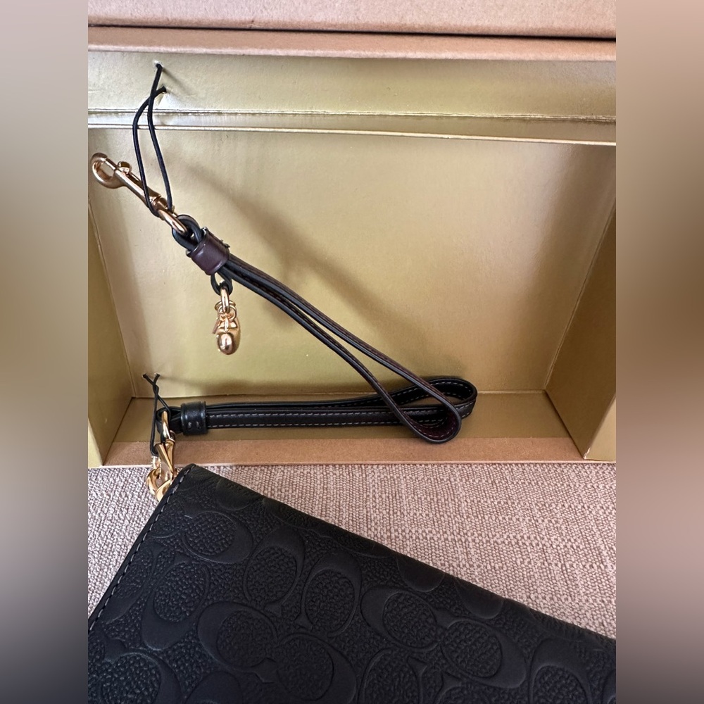 Coach Black Embossed Zip Wallet - Picture 2 of 4